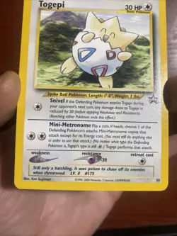 Vintage 1999 Pokemon Wizards Black Star Promo Togepi #30 c572 - Image 3