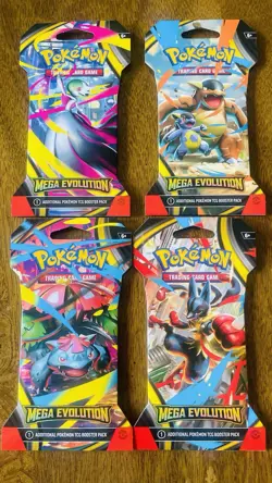 Pokemon TCG (4) Mega Evolutions Sleeved Booster Packs - Full Art Set - Image 2
