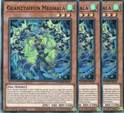 yugioh 3x Glanztaifun Meghala DOOD-DE012 SUPER RARE 1AUFLAGE DEUTSCH - Image 1