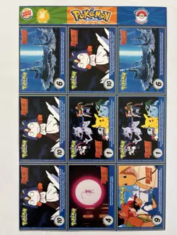 1999 Burger King Pokemon 1st Movie Cards Uncut Sheet Set #18 Bulbasaur Eevee - Image 2
