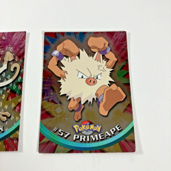 Mankey, Primeape Set (1999) Topps Pokemon Card TV Animation #56/#57 Holo Foil MP - Image 3