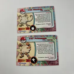 Mankey, Primeape Set (1999) Topps Pokemon Card TV Animation #56/#57 Holo Foil MP - Image 5