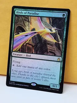 1 FOIL Birds of Paradise, NM, Ravnica Remastered (RVR), Magic the Gathering, MtG - Image 1