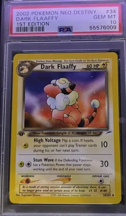 2002 Pokemon PSA 10 1st Edition Dark Flaaffy - 34/105 Neo Destiny GEM MINT - Image 1