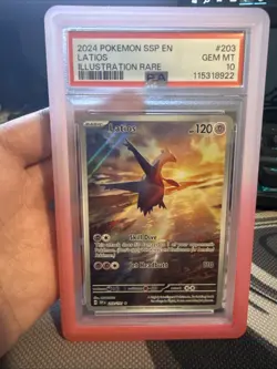 2024 Pokemon SSP EN-Surging Sparks Latios #203/191 Illustration Rare PSA 10 - Image 1