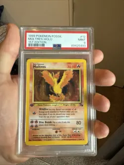 1999 Pokemon Fossil Moltres Holo 1st Edition #12/62 PSA 9 - Image 1
