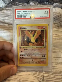 1999 Pokemon Fossil Moltres Holo 1st Edition #12/62 PSA 9 - Image 3