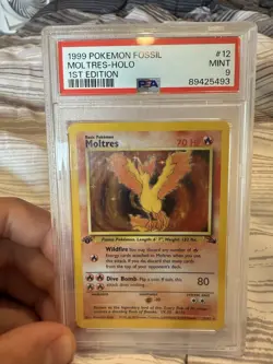 1999 Pokemon Fossil Moltres Holo 1st Edition #12/62 PSA 9 - Image 5