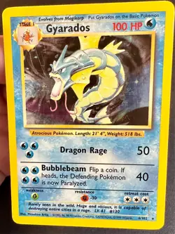 Gyarados 6/102 1999 Base Set Pokemon Card TCG WOTC Vintage Nintendo Holo Rare Mp - Image 3