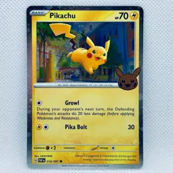 Pokemon Trick or Trade 2024 Pikachu Cosmos Holo Rare Card - Image 1