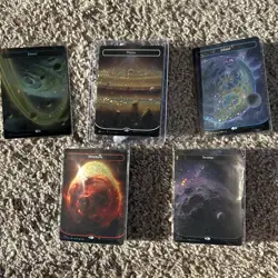 Magic The Gathering UnFinity Galaxy Foil Planetary Lands (5x) One Of Each Color - Image 1