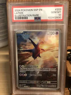2024 Pokemon SSP EN-Surging Sparks Latios #203/191 Illustration Rare PSA 10 - Image 1