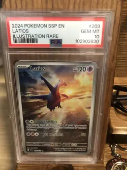 2024 Pokemon SSP EN-Surging Sparks Latios #203/191 Illustration Rare PSA 10 - Image 2