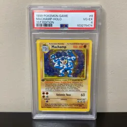 1999 POKEMON GAME #8/102 MACHAMP-HOLO 1ST EDITION PSA 4 VG-EXCELLENT - Image 1