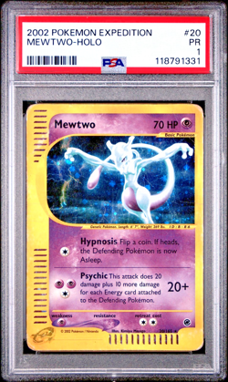 PSA 1 PR 2002 Expedition Mewtwo Holo Foil Rare 20/165 WOTC E-Reader Pokemon - Image 1