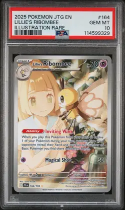 2025 POKEMON JOURNEY TOGETHER ILLUSTRATION RARE LILLIE'S RIBOMBEE #164 PSA 10 - Image 1