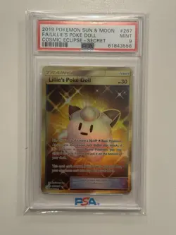 2019 Pokemon Cosmic Eclipse Lillie's Poke Doll Gold Secret 267/236 PSA 9 Mint! - Image 1