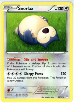 Pokemon TCG Snorlax 58/83 Generations Regular Non-Holo Rare - Image 1