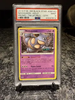 2019 POKEMON SM BLACK STAR PROMO TEAM UP PRERELEASE-STAFF NIDOQUEEN-HOLO PSA 9 - Image 1