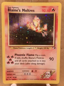 Blaine's Moltres 001/132 Pokemon TCG Gym Heroes Holo, 2000 - Image 1
