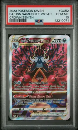 PSA 10 Pokemon TCG 2023 Hisuian Samurott VSTAR FA Crown Zenith GG52 - Image 1