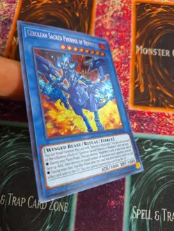 Yu-Gi-Oh! Cerulean Sacred Phoenix of Nephthys HISU-EN006 Secret Rare 1st Ed NM - Image 2