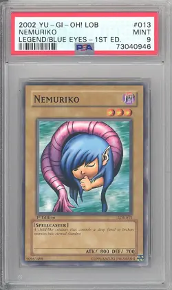 PSA 9 - Yu-Gi-Oh Card - LOB-013 - NEMURIKO (common) *1st Edition* - MINT - Image 1