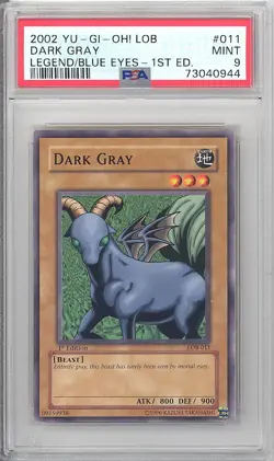 PSA 9 - Yu-Gi-Oh Card - LOB-011 - DARK GRAY (common) *1st Edition* - MINT - Image 1