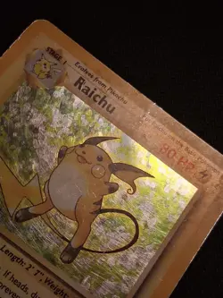 Pokemon TCG Raichu Base Set Holo Rare Card 14/102 Heavy Play - Image 3