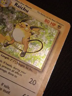 Pokemon TCG Raichu Base Set Holo Rare Card 14/102 Heavy Play - Image 5
