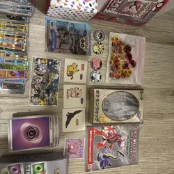 Pokemon Trading Card Set Lot with Mew Box Includes Tokens Coins Stickers - Image 4