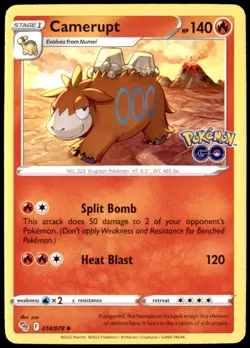 Camerupt 014/078 Pokemon GO TCG Non Holo Pokemon Card Free Shipping! - Image 1