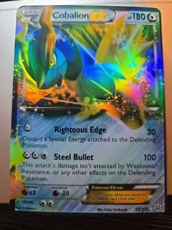 Pokemon 2012 Plasma Storm Cobalion EX Ultra Rare Holo Card 93/135 HP - Image 1