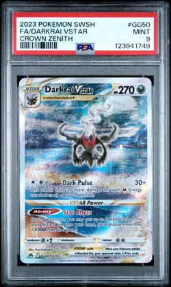 2023 POKEMON SWORD & SHIELD CROWN ZENITH #GG50 FULL ART/DARKRAI VSTAR PSA 9 - Image 1