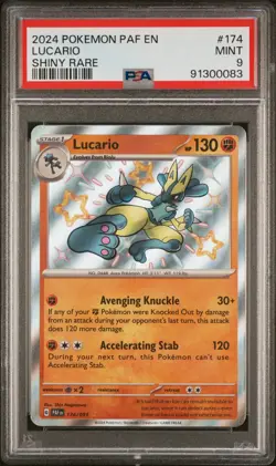2024 POKEMON PAF EN-PALDEAN FATES SHINY RARE #174 LUCARIO PSA 9 MINT - Image 1