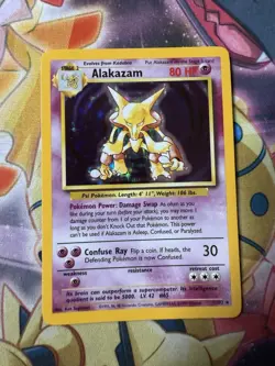 Pokemon TCG Alakazam 1/102 Base Set Unlimited Holo Rare Vintage WOTC NM / LP - Image 1