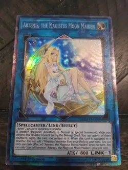YuGiOh Artemis, the Magistus Moon Maiden GEIM-EN008 Collector's Rare 1st Edition - Image 1