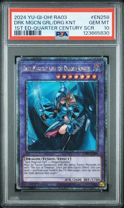 Yugioh PSA 10 Dark Magician Girl the Dragon Knight RA03-EN258 QCR 1st Edition - Image 1