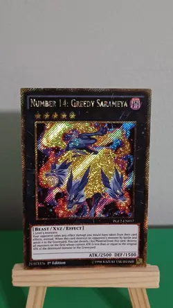 2015 Yugioh Number 14: Greedy Sarameya PGL2-EN017 Gold Secret Rare Premium Gold - Image 2