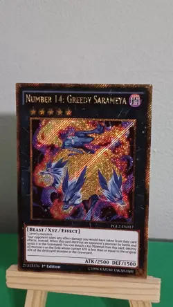 2015 Yugioh Number 14: Greedy Sarameya PGL2-EN017 Gold Secret Rare Premium Gold - Image 3