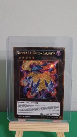 2015 Yugioh Number 14: Greedy Sarameya PGL2-EN017 Gold Secret Rare Premium Gold - Image 4