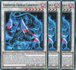 yugioh 3x Gehornter Grobian Carnovorus DOOD-DE098 SUPER RARE 1AUFLAGE DEUTSCH - Image 1