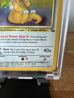 Pokemon TCG Dragonite Holo Rare Card 4/62 1999 First Edition - Image 4