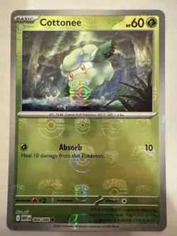 Cottonee 004/086 Masterball Reverse Holo White Flare Pokemon English Card NM - Image 1
