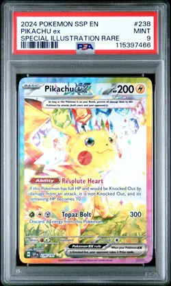 2024 POKEMON SSP EN-SURGING SPARKS SPECIAL ILLUSTRATION RARE PIKACHU EX PSA 9 - Image 1