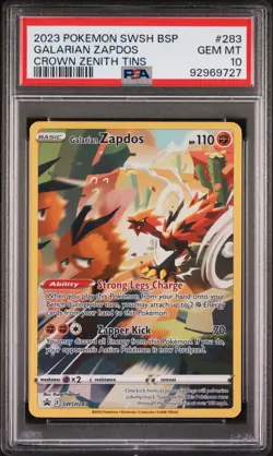 Pokemon Galarian Zapdos SWSH283 PSA 10 Gem Mint Crown Zenith Promo Full Art - Image 1