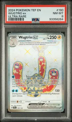 2024 POKEMON TEF EN-TEMPORAL FORCES ULTRA RARE #190 WUGTRIO EX PSA 8 - Image 1