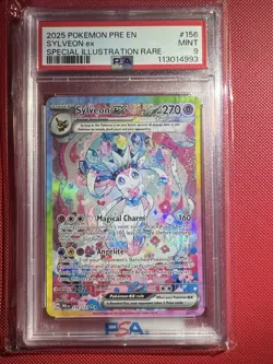 PSA 9 2025 POKEMON PRE EN-PRISMATIC EVOLUTIONS #156/131 SYLVEON EX SIR - Image 1