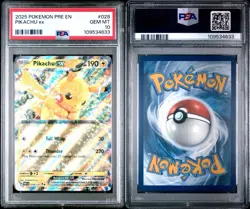 2025 Pokemon Prismatic Evolutions Pikachu Ex PSA 10 Gem Mint #028 - Image 3