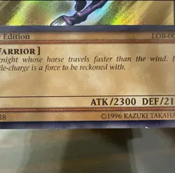 Gaia The Fierce Knight LOB-006 Legend of Blue Eyes White Dragon-1st Edition LP - Image 3